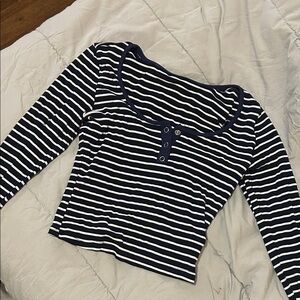 Striped Navy and White Women's Top